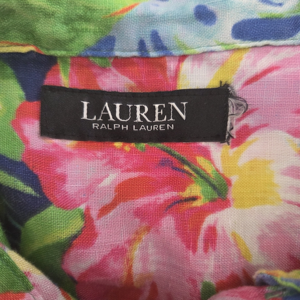 SOLD    Ralph Lauren Linen Floral Button Down Shirt - Size XL   no Size Tag - Picture 4 of 4